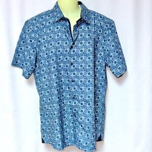 Men's Blue Patterned Casual Button Down Shirt
